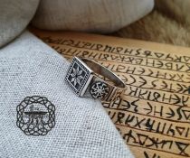 Handmade Sterling Silver Alatyr Ring. Norse Jewelry.