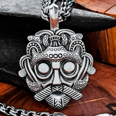 Handmade Sterling Silver Loki Mask Pendant. Viking Replica from Gnezdovo.