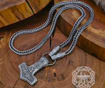 Authentic Wolf Head Viking Necklace Replica from Gotland. Sterling Silver Norse Chain.