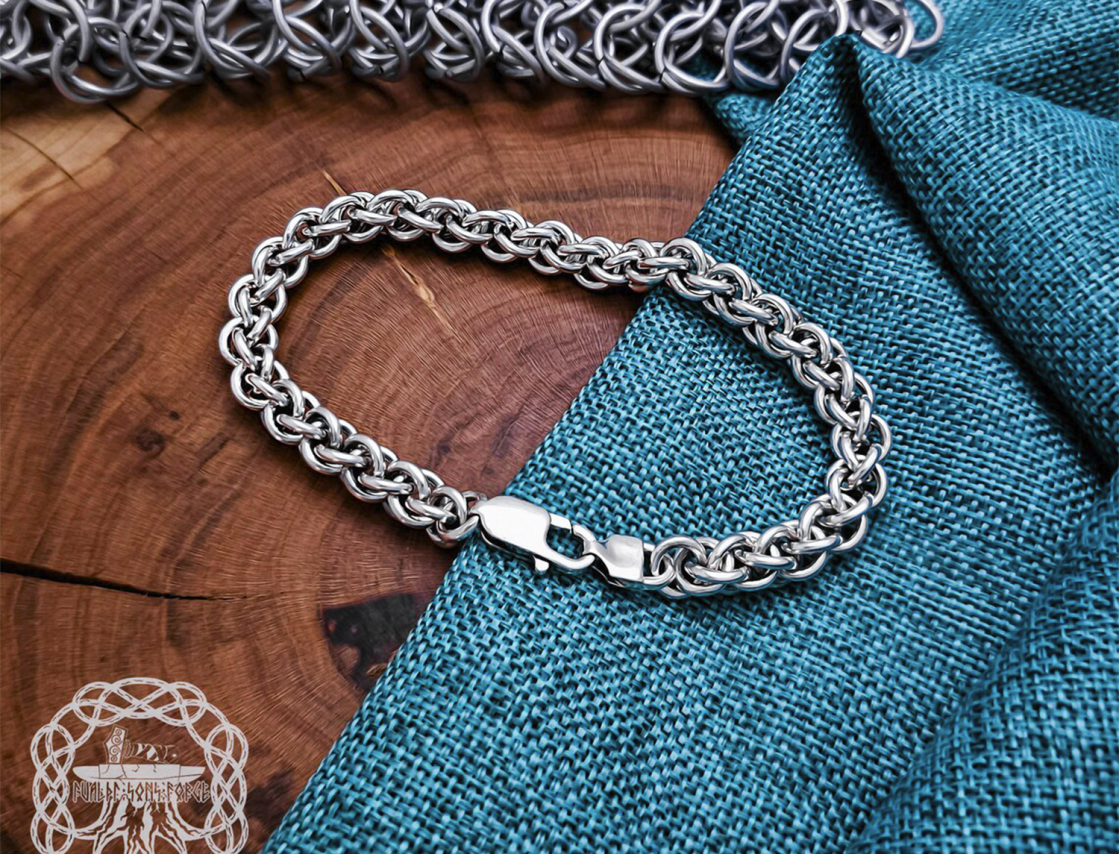Sterling Silver Viking Bracelet. Handmade Norse Mythology Jewelry Gift.