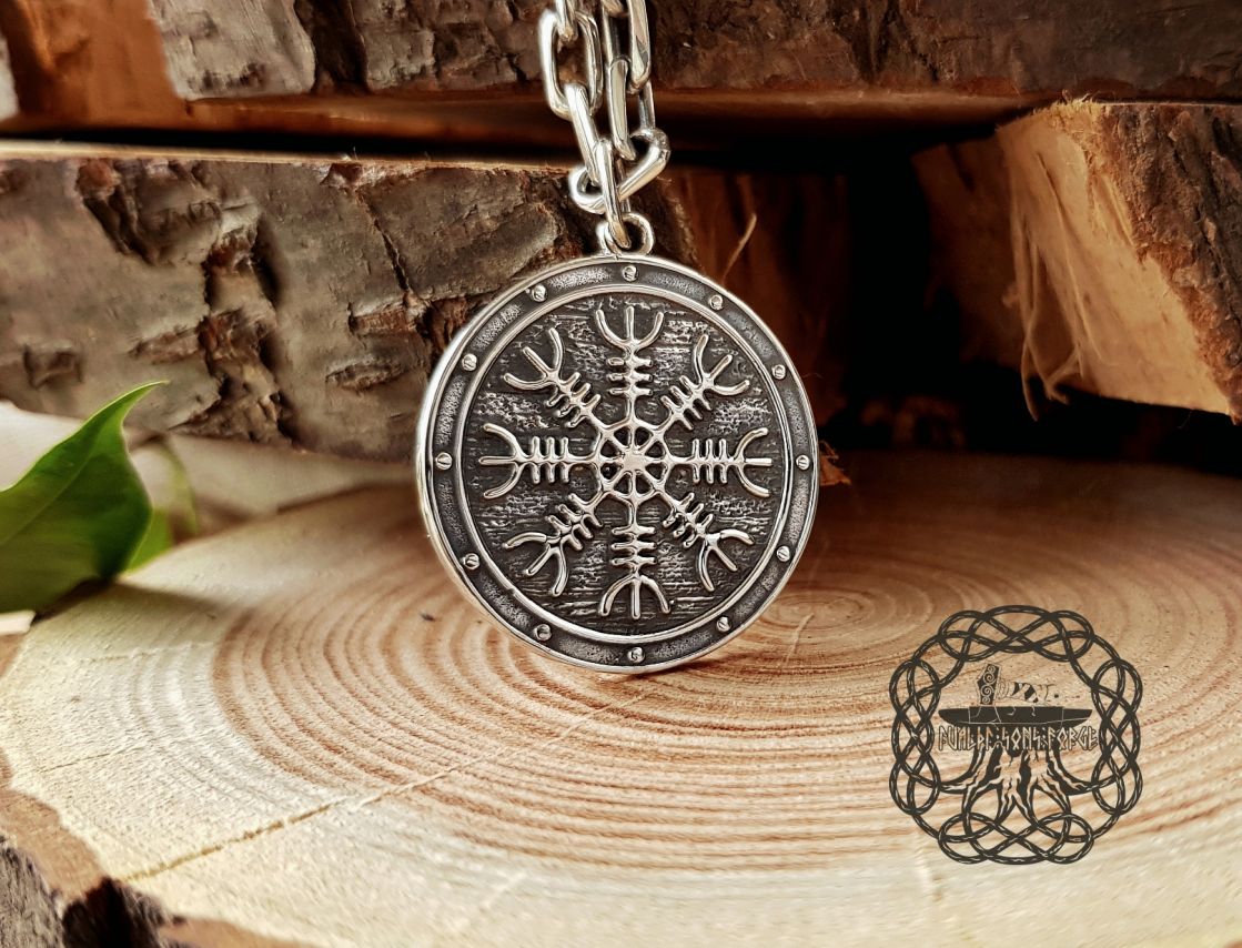 Handmade Sterling Silver Helm of Awe Pendant. Viking Norse Jewelry.