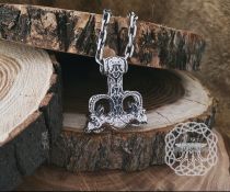 Goats Thor Hammer Pendant. Sterling Silver Viking Mjolnir Necklace.