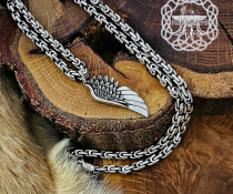 Handmade Sterling Silver Wing Necklace. Eagle Feather Pendant.