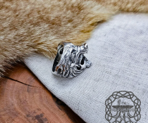 Handmade Viking Wolf Skull Ring. Sterling Silver Ulfhednar Jewelry.