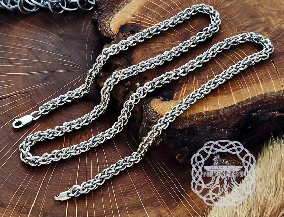 Handmade Sterling Silver Viking Chain. Authentic Norse Necklace.