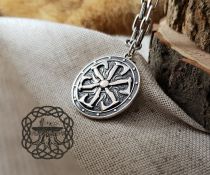 Handmade Sterling Silver Viking Shield Pendant. Norse Axe Necklace.