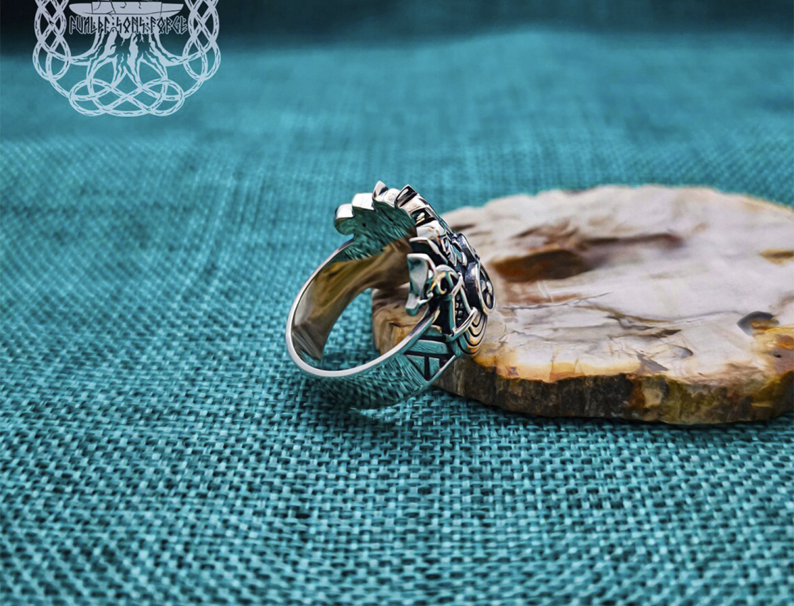 Handcrafted Sterling Silver Viking Longship Ring. Norse Drakkar Jewelry.