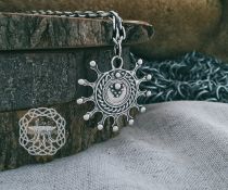 Handmade Sterling Silver Viking Lunula Pendant. Norse Jewelry Necklace.