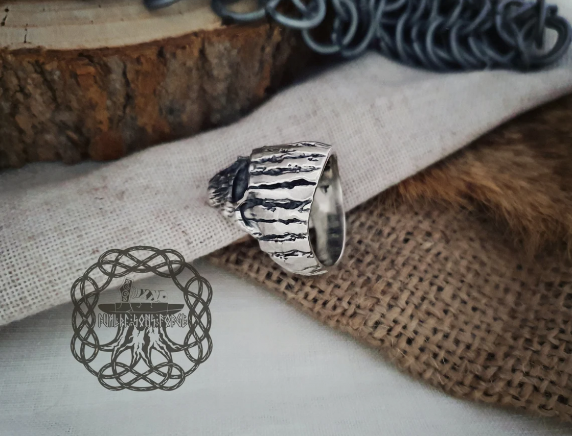 Handmade Sterling Silver Skull Mask Ring. Edgy Biker Jewelry.
