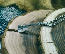 Norse Long Axe Pendant. Sterling Silver Viking Necklace.
