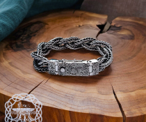 Handmade Sterling Silver Viking Bracelet. Featuring Mammen Style Cammin Casket Ornament.