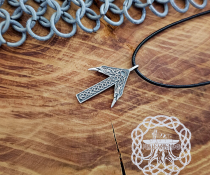 Handmade Sterling Silver Tiwaz Rune Pendant. Viking Raven Norse Necklace.