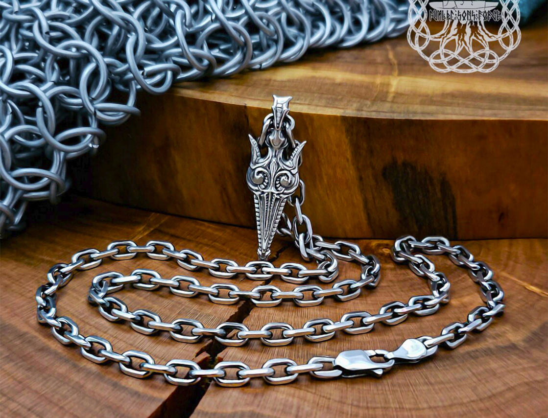 Sterling Silver Gungnir Spear Necklace. Handmade Viking Pendant.
