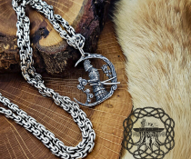 Handmade Sterling Silver Samurai Pendant. Japanese Warrior Half Moon Necklace.