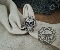 Handmade Sterling Silver Skull Ring. Biker Style Jewelry.