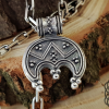 Handmade Sterling Silver Viking Lunula Necklace. Womens Amulet Pendant.