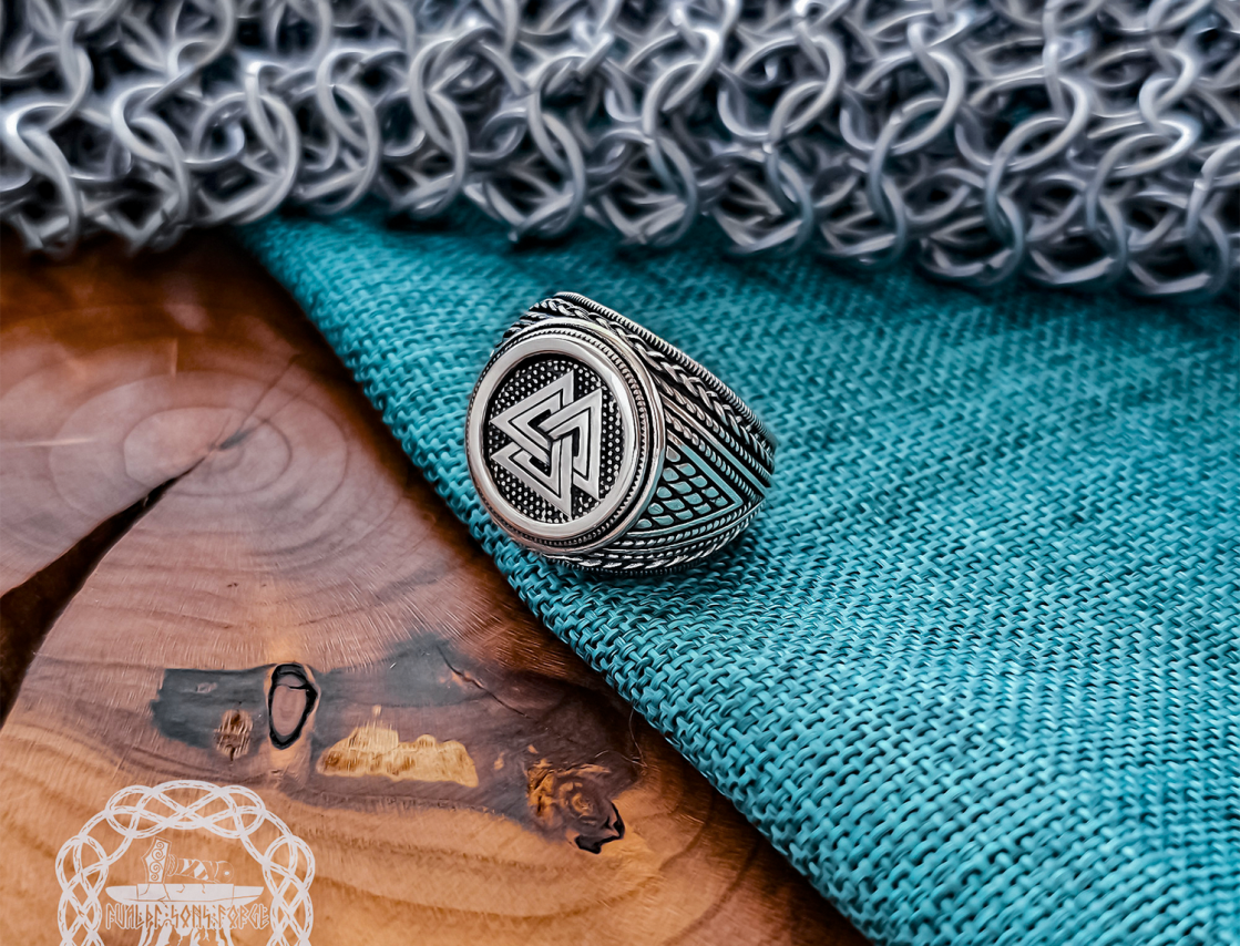 Sterling Silver Valknut Ring. Artisan Handmade Viking Design.