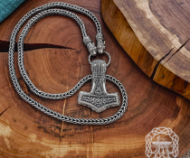 Authentic sterling silver wolfs head viking chain. Handmade norse necklace.