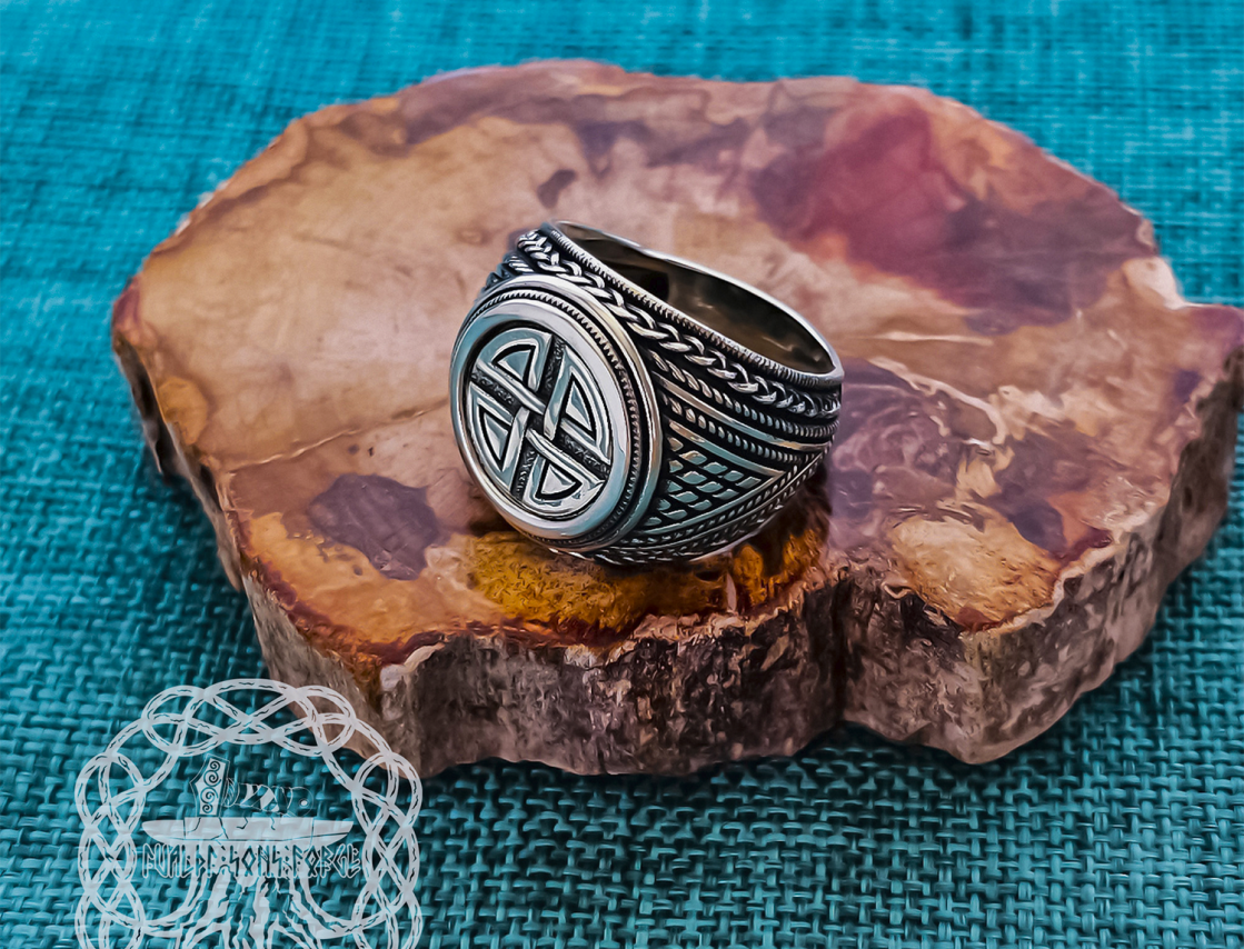 Sterling Silver Shield Ring. Artisan Handmade Viking Design.