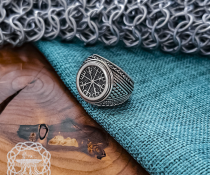 Sterling Silver Vegvisir Ring. Artisan Handmade Viking Compass Design.