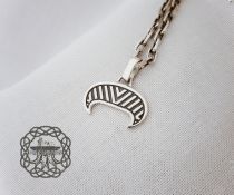 Handmade Sterling Silver Viking Lunula Pendant. Amulet Jewelry Necklace.