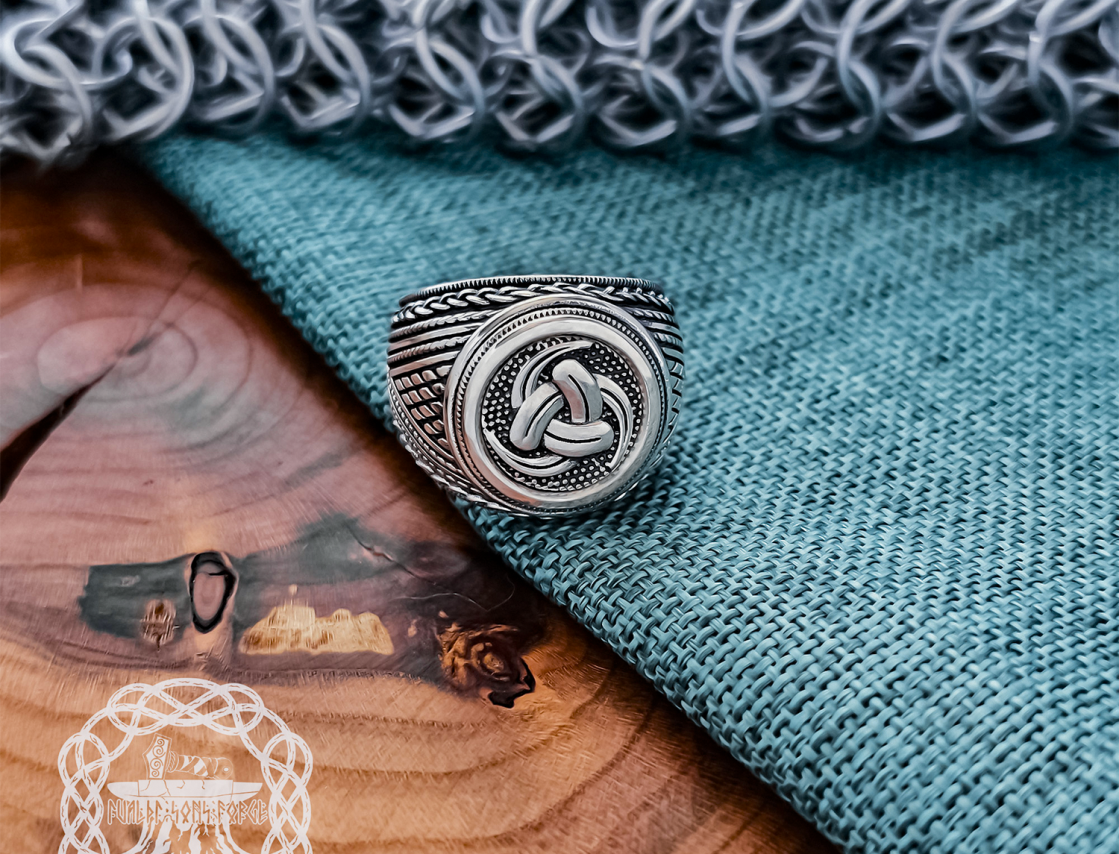 Sterling Silver Odins Horn Ring. Artisan Handmade Viking Design.