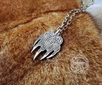 Sterling Silver Bear Paw Pendant. Viking Berserker Necklace.