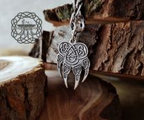Wolf Paw Pendant Necklace. Handmade Sterling Silver Norse Viking Jewelry.