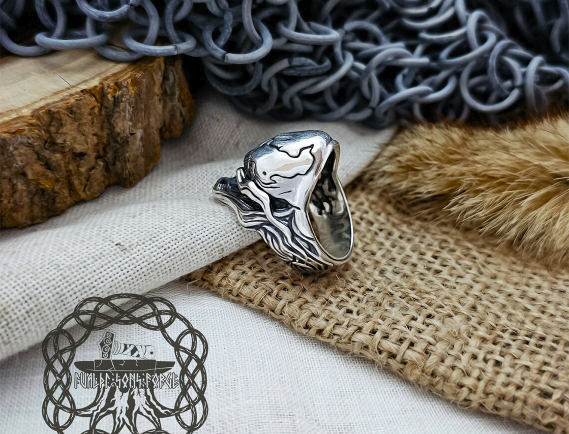Handmade Sterling Silver Venom Ring. Superhero Cosplay Jewelry.