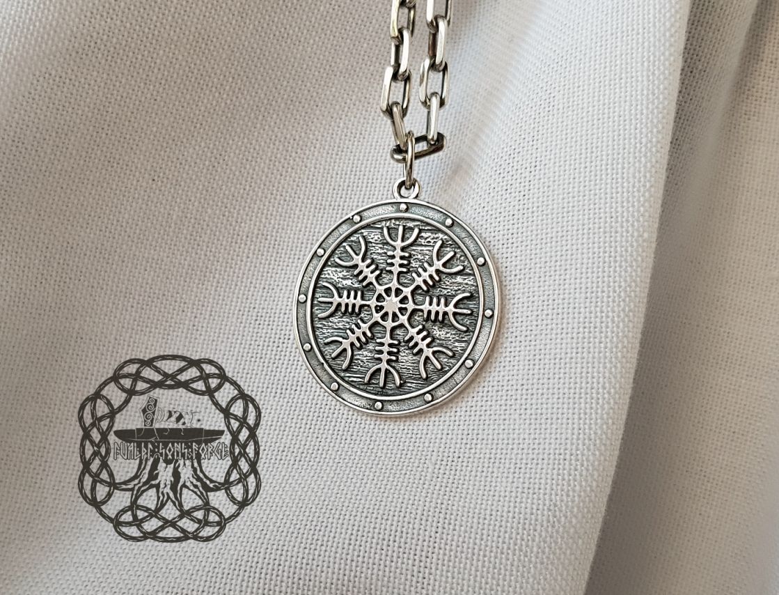 Handmade Sterling Silver Helm of Awe Pendant. Viking Norse Jewelry.