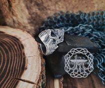 Handmade Sterling Silver Skull Ring. Biker Style Jewelry.