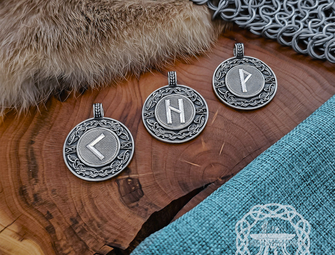 Handmade Sterling Silver Viking Rune Necklace. Urnes Style Pendant.
