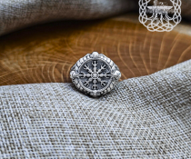 Sterling Silver Viking Helm of Awe Ring. Handmade Skull Design.