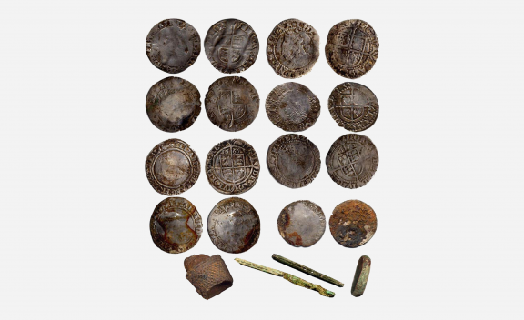Group of coins and other objects
