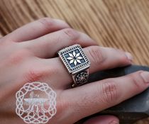 Handmade Sterling Silver Alatyr Ring. Norse Jewelry.