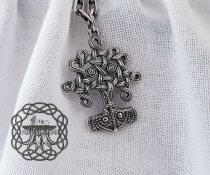 Sterling Silver Thor Hammer Necklace. Yggdrasil Mjolnir Pendant