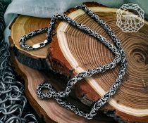 Sterling Silver Byzantine Necklace. Handmade Viking Chain.