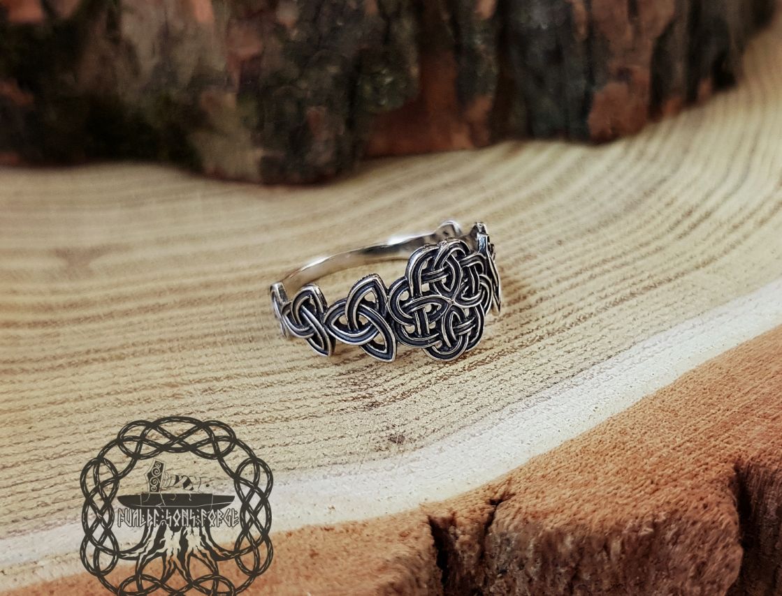 Handmade Sterling Silver Celtic Knot Ring. Triskele Artisan Design.