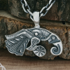 Handmade Sterling Silver Vendel Viking Raven Pendant with Helm of Awe