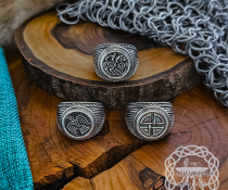 Sterling Silver Shield Ring. Artisan Handmade Viking Design.