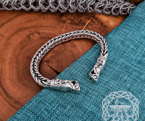 Wolf Head Norse Arm Ring Replica from Gotland. Handmade Sterling Silver Viking Bracelet.