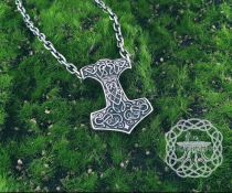 Norse Viking Mjolnir Pendant. Sterling Silver Thor Hammer Necklace.