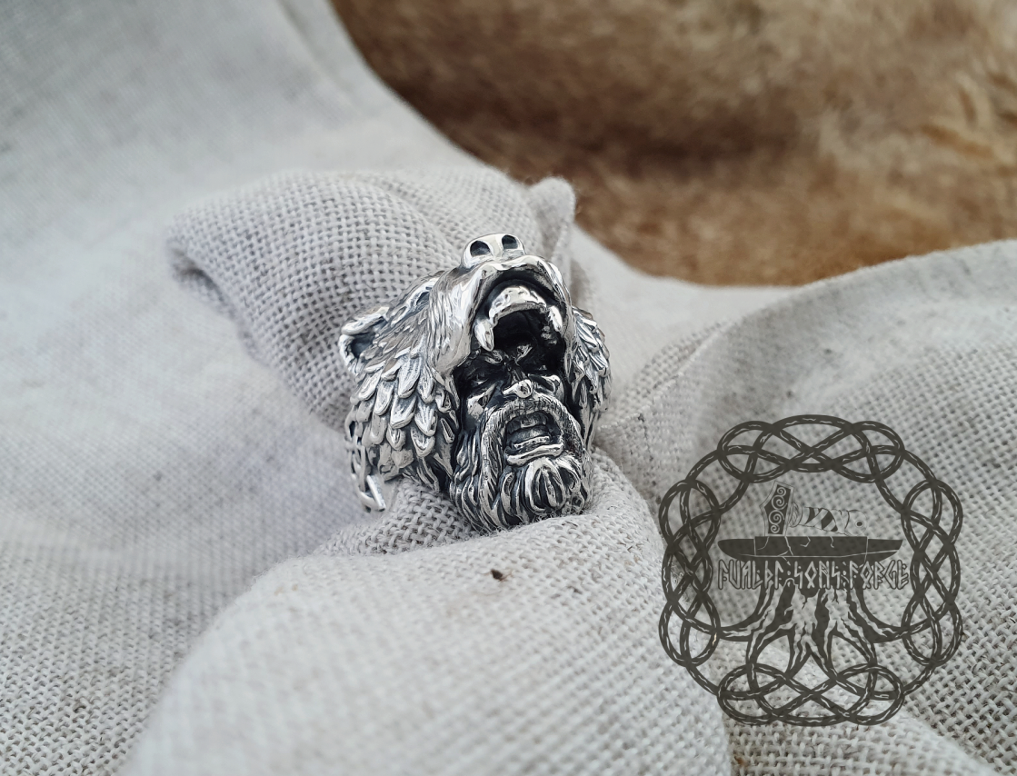 Handmade Sterling Silver Viking Berserker Ring. Norse Bear Jewelry.