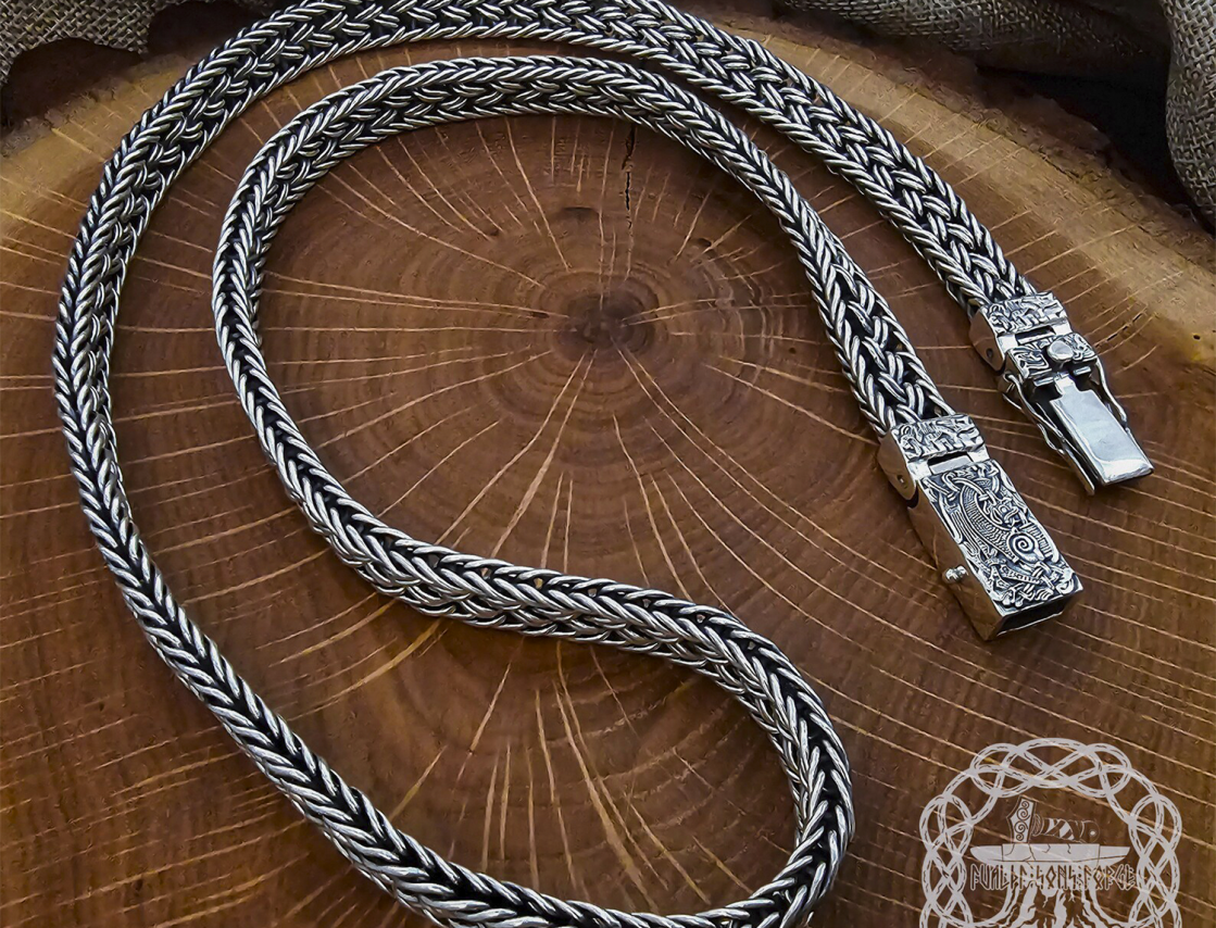 Sterling Silver Viking Chain Necklace. Authentic Mammen Design.