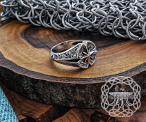 Sterling Silver Wind Rose Signet Ring. Handmade Compass Jewelry.