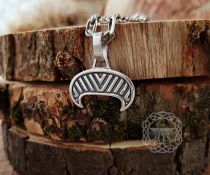 Handmade Sterling Silver Viking Lunula Pendant. Amulet Jewelry Necklace.