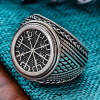 Sterling Silver Vegvisir Ring. Artisan Handmade Viking Compass Design.