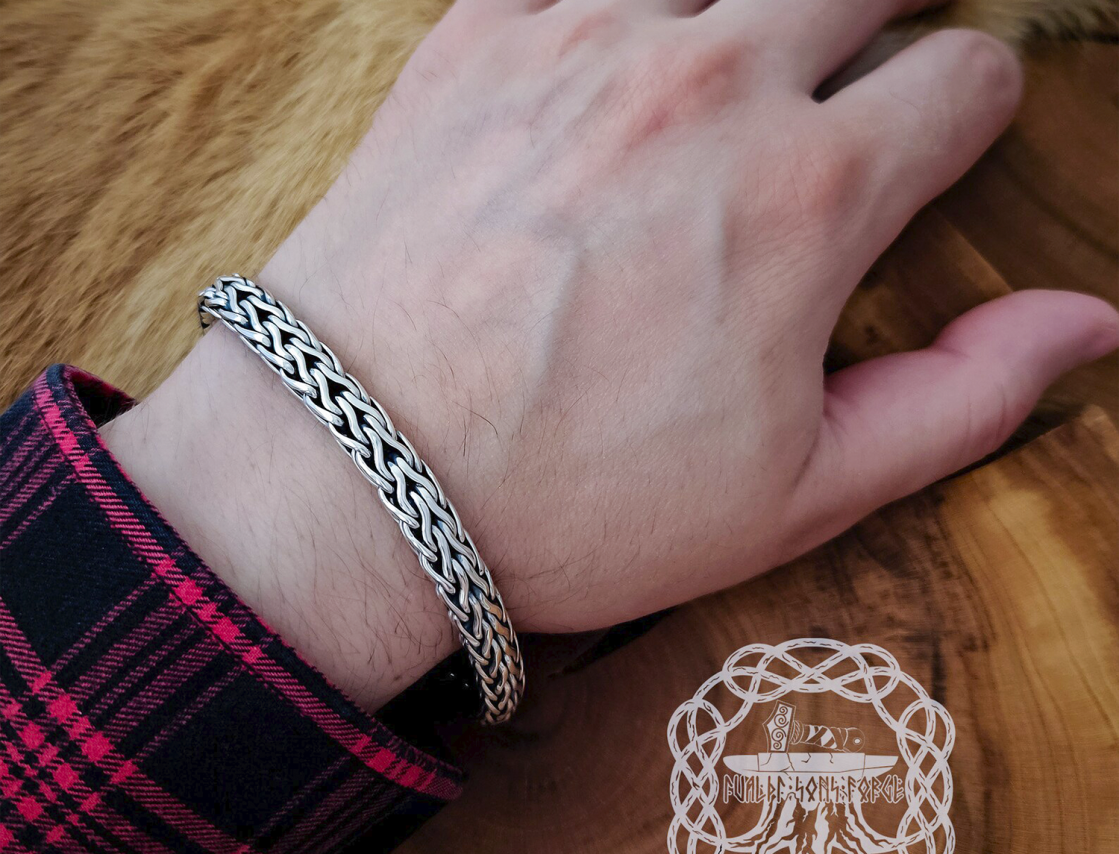 Sterling Silver Viking Arm Ring. Handmade Norse Bracelet.