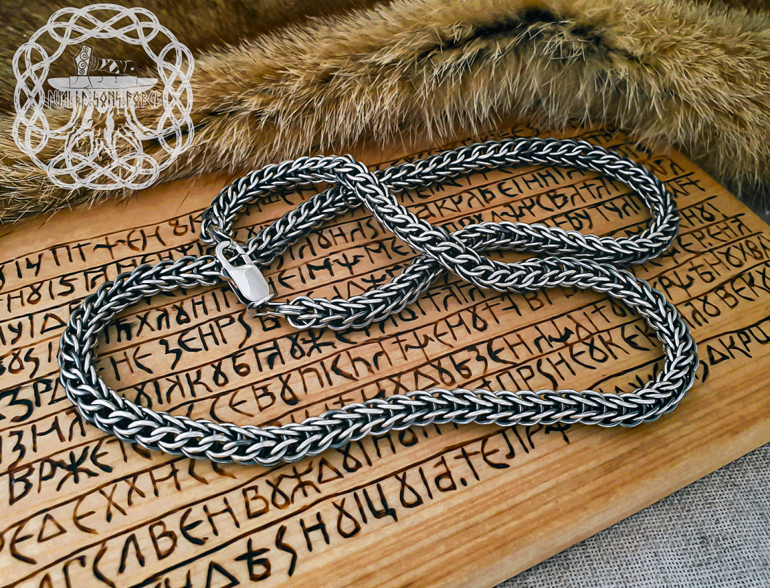 Handmade Sterling Silver Viking Chain Necklace