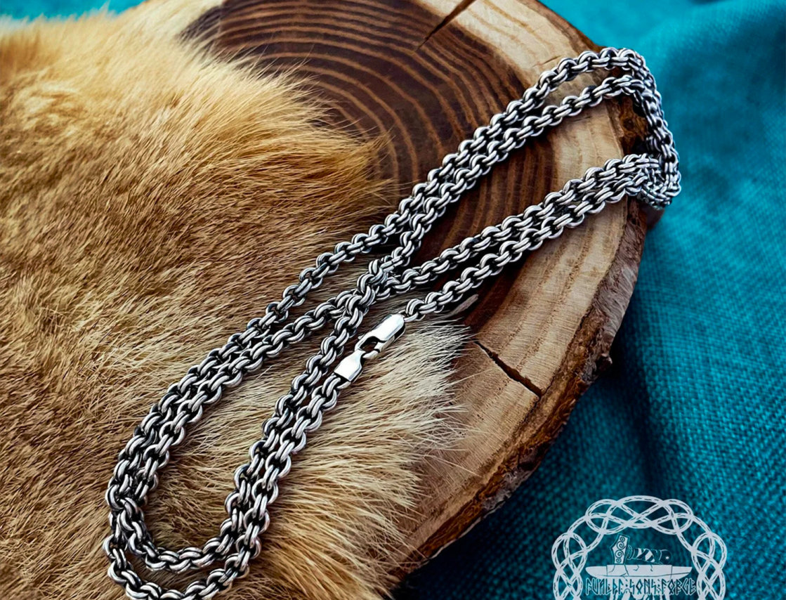 Handmade Sterling Silver Viking Chain. Norse Replica Necklace.